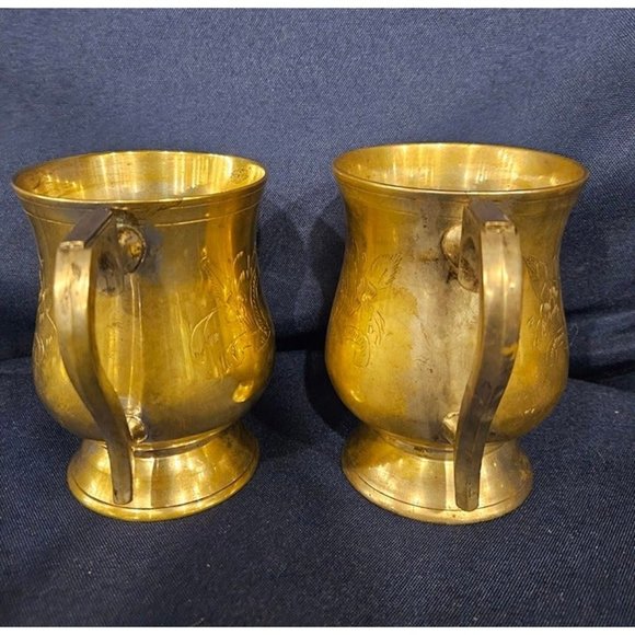 Brass Goblets Set of Two‎ -Discoloration, Scratches - Picture 6 of 6